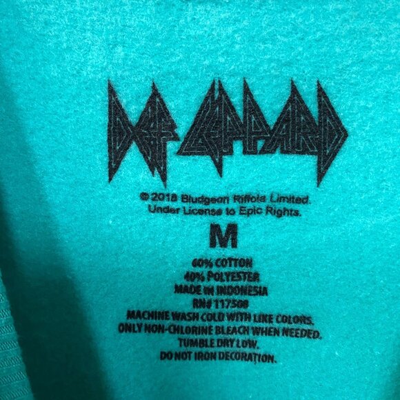 Def Leppard Skull Crew Neck Teal Sweatshirt Medium - Picture 4 of 4